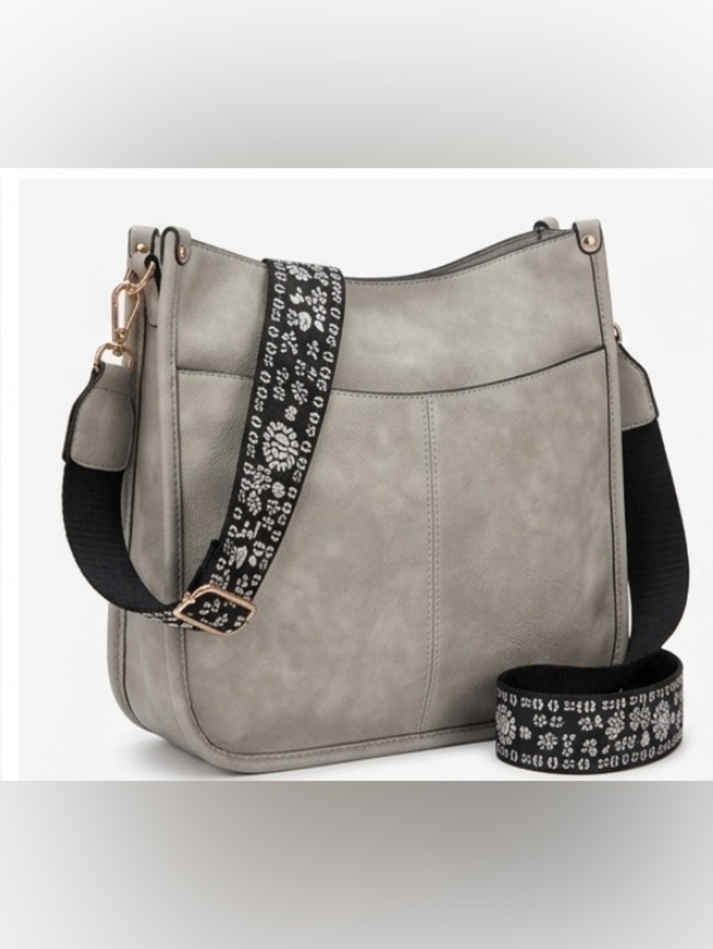 JEN & CO. Vegan Leather Crossbody with Patterned Detachable Strap